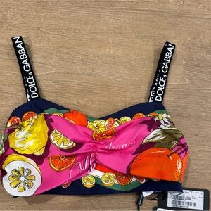 Dolce & Gabbana Citrus Print Top in Pink and Orange